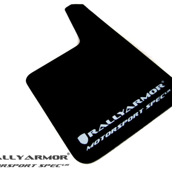 Rally Armor Universal Fitment (no hardware) Motorsport Spec Black Urethane Mud Flap w/ White Logo