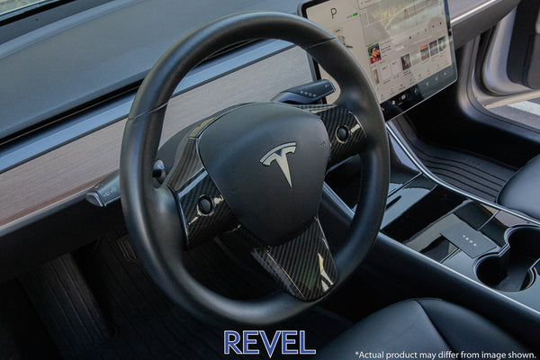 Revel GT Dry Carbon Steering Wheel Insert Covers Tesla Model 3 - 3 Piece 1TR4GT1AX01