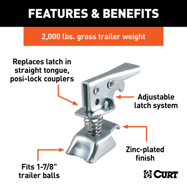 Curt Replacement 1-7/8in Posi-Lock Coupler Latch for Straight-Tongue Couplers