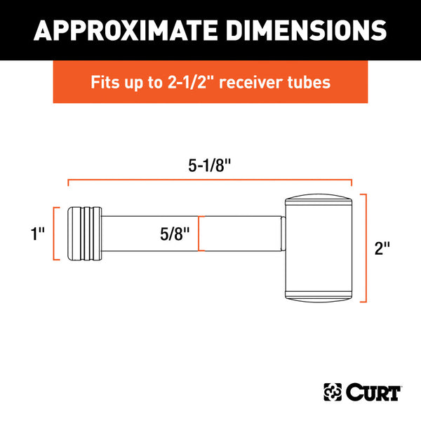 Curt 5/8in Hitch Lock (2in or 2-1/2in Receiver Right-Angle Chrome)