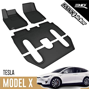 3D MAXpider 2016-2020 Tesla Model X 6-Seats Kagu 1st & 2nd & 3rd Row Floormats - Tan