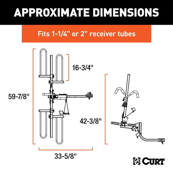 Curt Tray-Style Hitch-Mounted Bike Rack (2 Bikes 1-1/4in or 2in Shank)